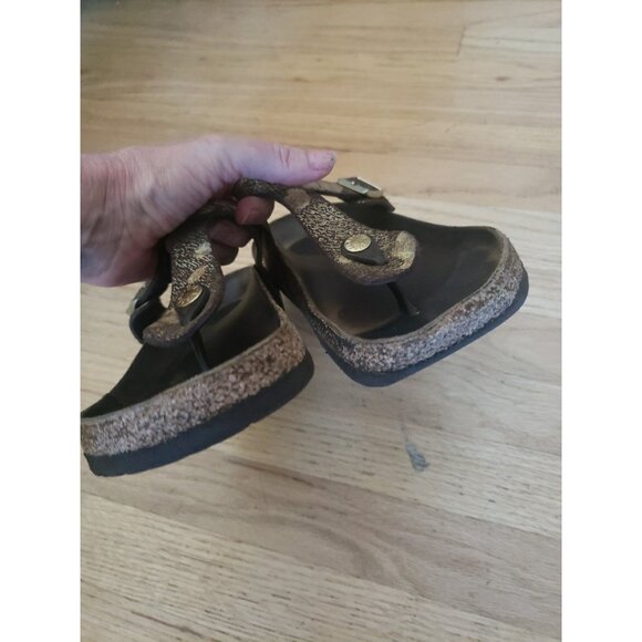 Birkenstock Gizeh Thong Sandal Sz 9/9.5 EU 40 Womens Metallic Gold Brown - Picture 10 of 14